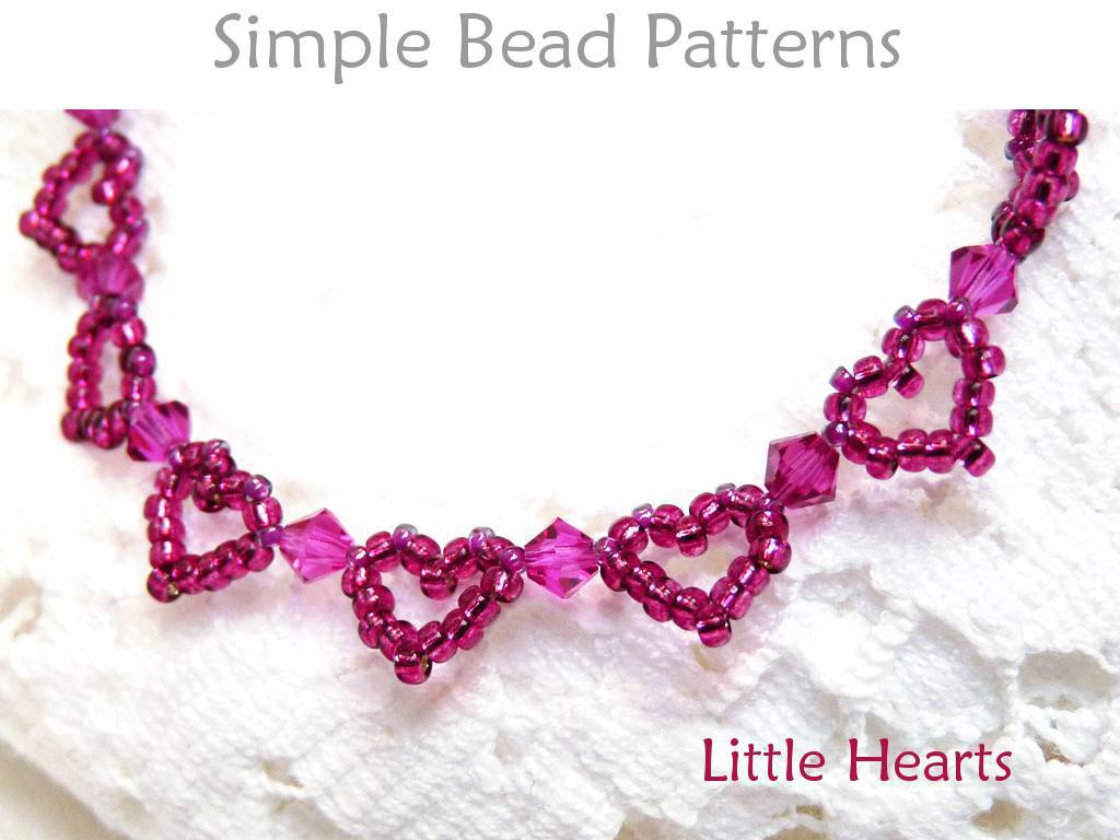 Jewelry Making Beading Pattern - Beaded Heart Bracelet Tutorial - Seed Beads - Crystals - Simple Bead Patterns - Little Hearts #65