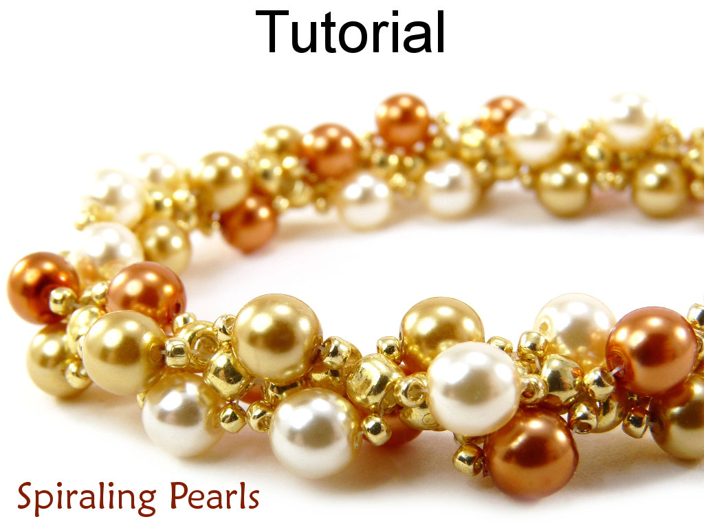 Beading Tutorial Pattern Bracelet Necklace - Spiral Stitch - Simple Bead Patterns - Spiraling Pearls #349