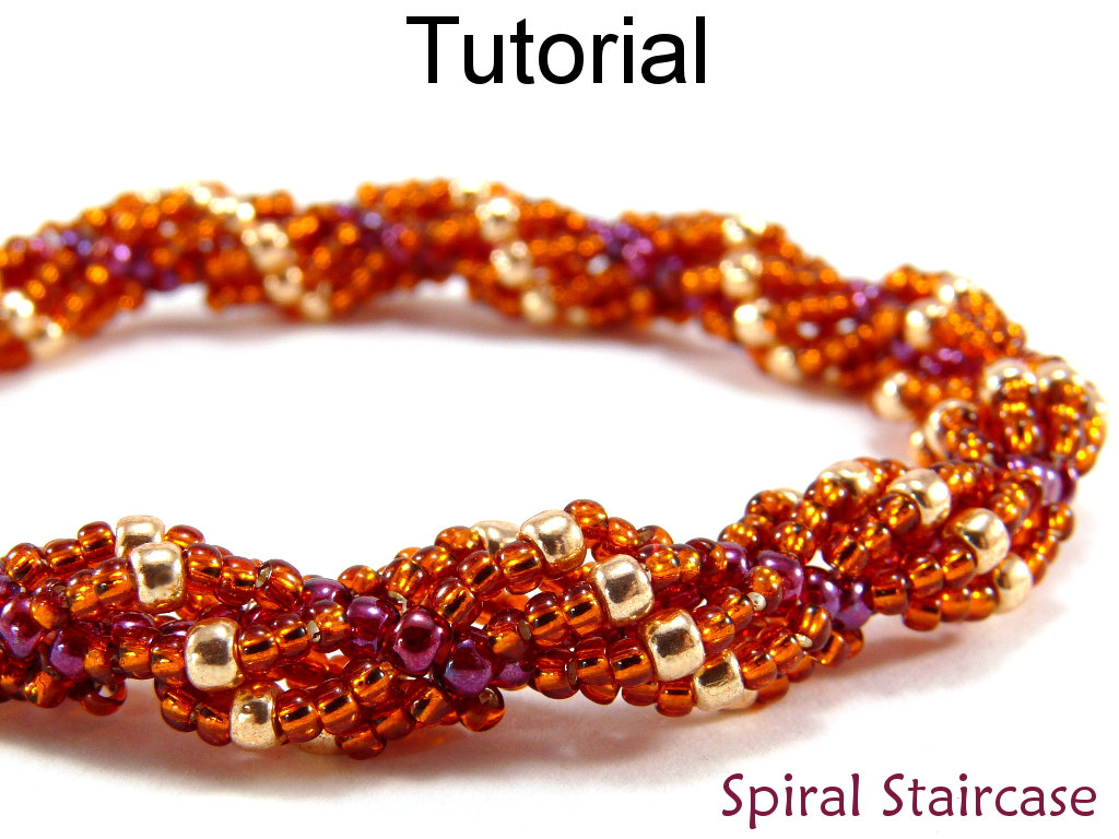 Beading Pattern Tutorial Bracelet Necklace - Spiral Stitch - Simple Bead Patterns - Spiral Staircase #290