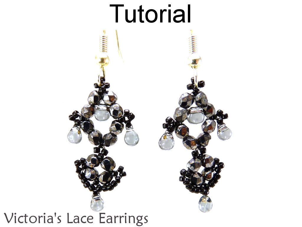 Beading Tutorial Pattern Earrings - Beadwoven Jewelry Making Instructions - Simple Bead Patterns - Victoria's Lace Earrings #11297