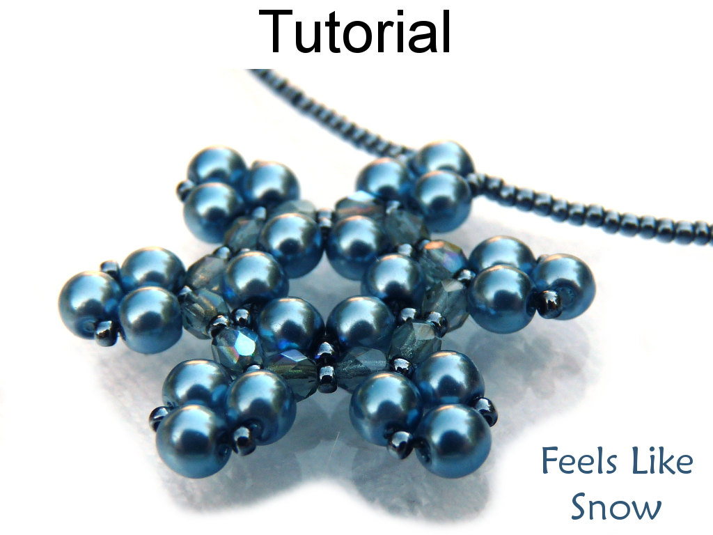 Beading Tutorial Pattern Necklace - Winter Snowflake Jewelry - Simple Bead Patterns - Feels Like Snow #379