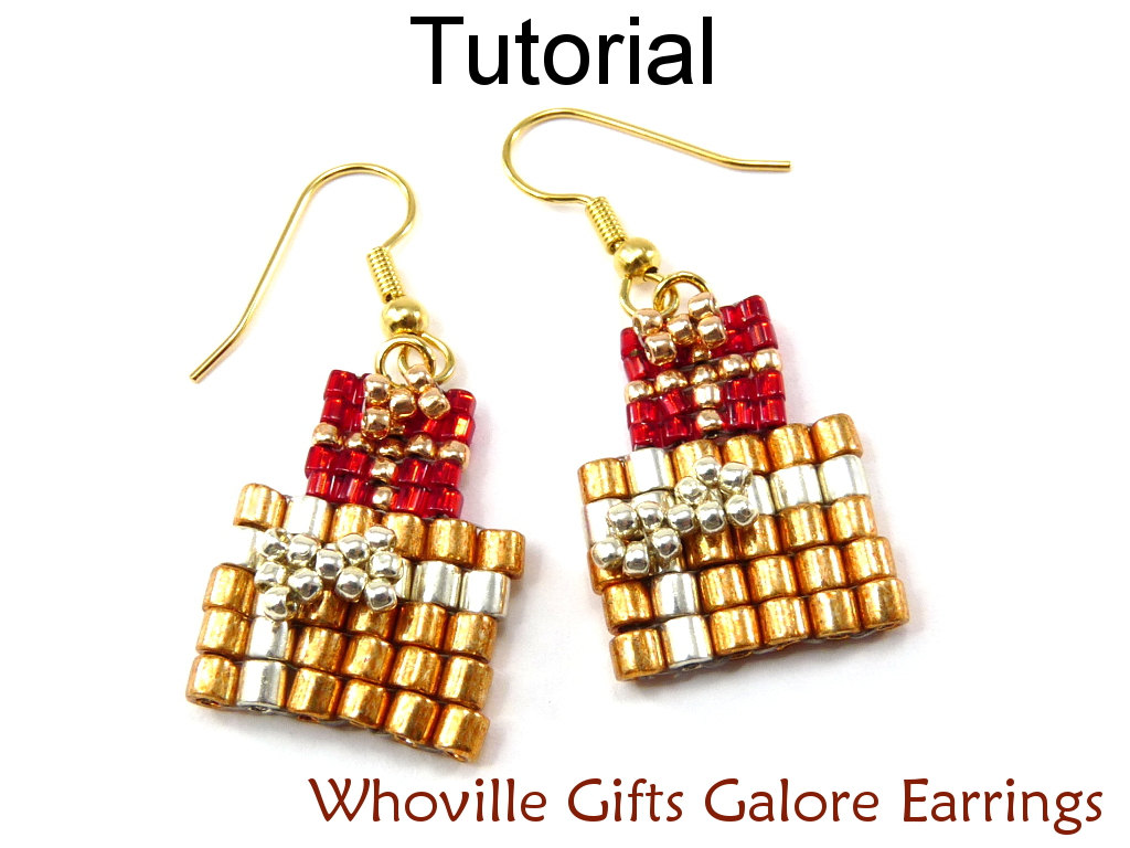 Beading Tutorial Pattern Earrings - Christmas Present Holiday Jewelry - Simple Bead Patterns - Whoville Gifts Galore #10526
