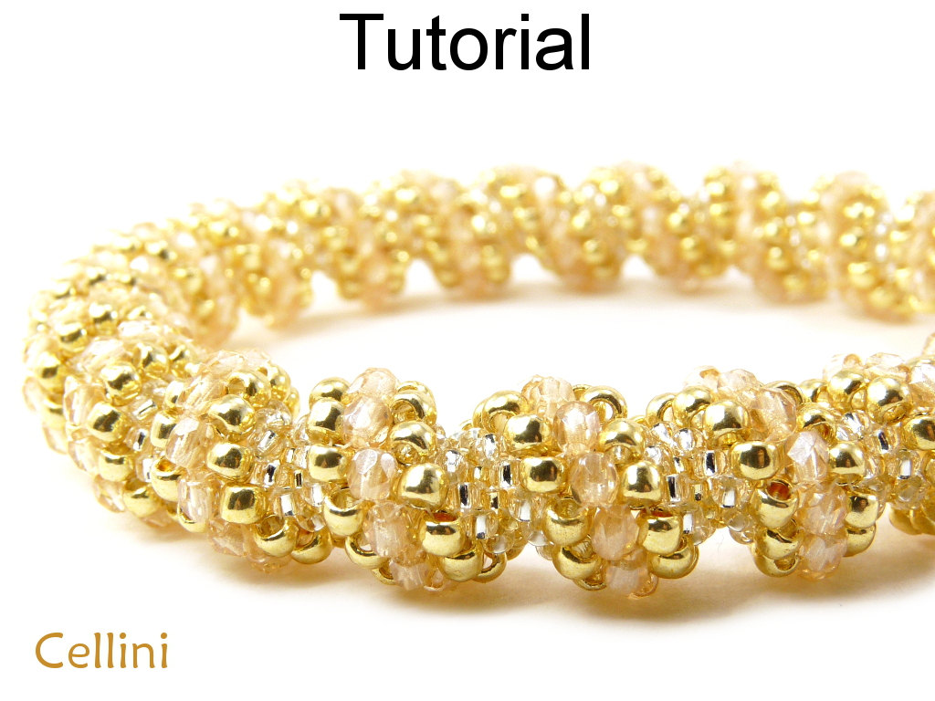 Beading Tutorial Pattern Bracelet Necklace - Tubular Peyote - Simple Bead Patterns - Cellini #9391