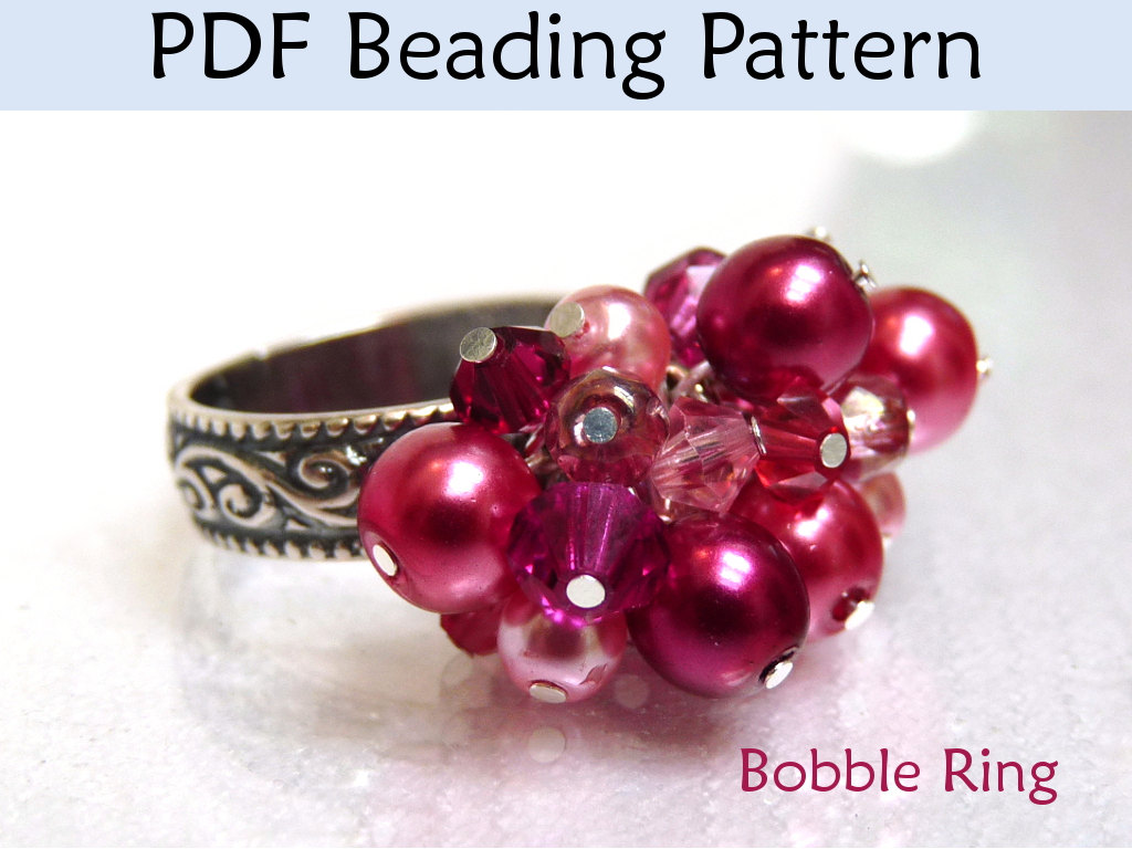 Beading Tutorial Pattern Ring - Wire Working Project - Simple Bead Patterns - Bobble Ring #1633