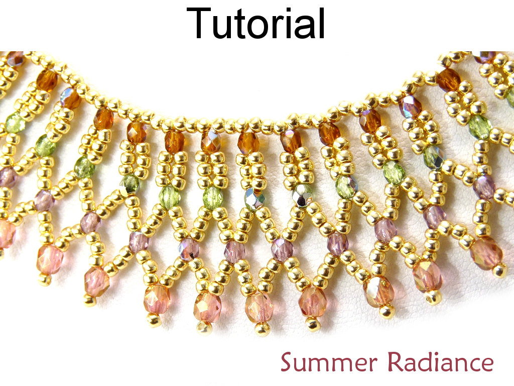 Beading Tutorial Pattern Necklace - Netting Stitch - Simple Bead Patterns - Summer Radiance #5099