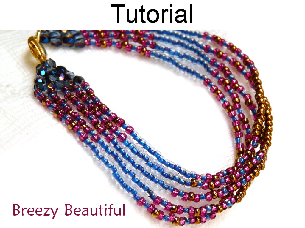 Jewelry Making Beading Tutorial Pattern Multi-strand Bracelet - Brick Stitch - Simple Bead Patterns - Breezy Beautiful #1330