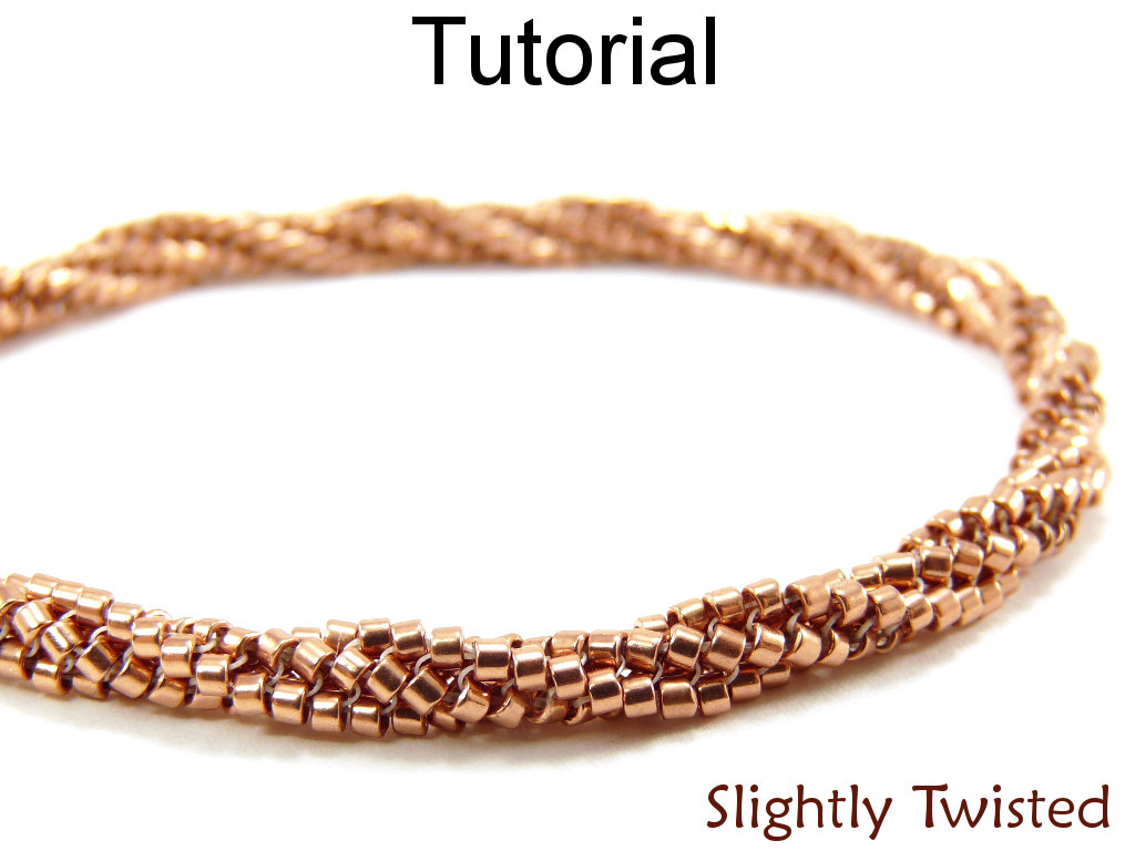 Beading Tutorial Pattern Bracelet Necklace - Twisted Herringbone Stitch - Simple Bead Patterns - Slightly Twisted #3731