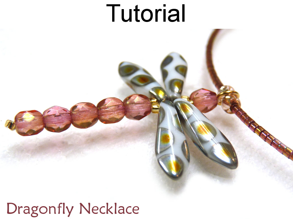 Beading Tutorial Pattern Necklace - Simple Bead Patterns - Dragonfly Necklace #481