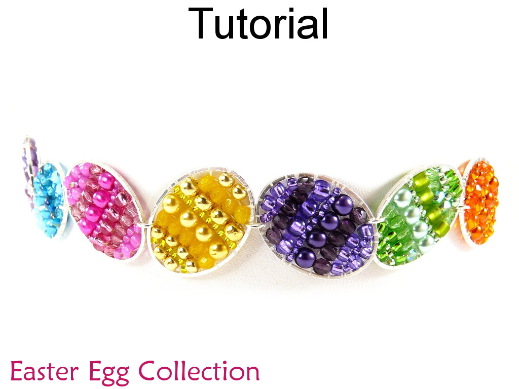 Beading Pattern Tutorial - Colorful Beaded Brick Stitch - Simple Bead Patterns - Easter Egg Necklace Earrings Bracelet #13348