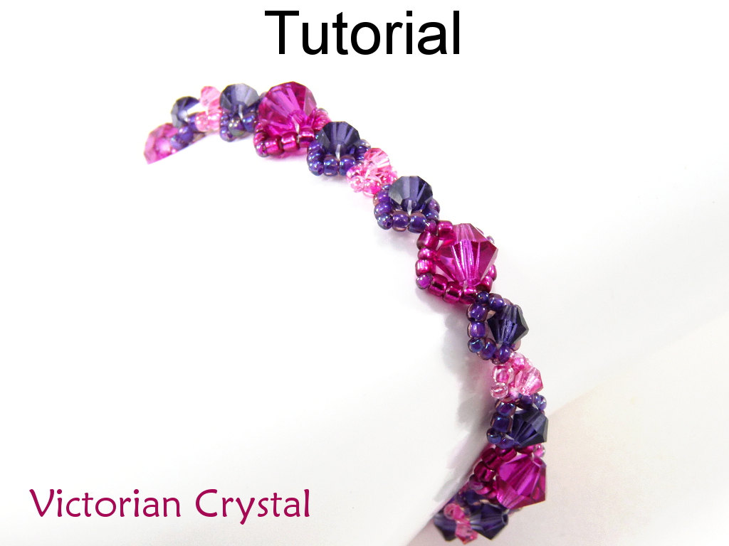 Beading Tutorial Pattern - Right Angle Weave Raw - Simple Bead Patterns - Victorian Crystal Bracelet #6327