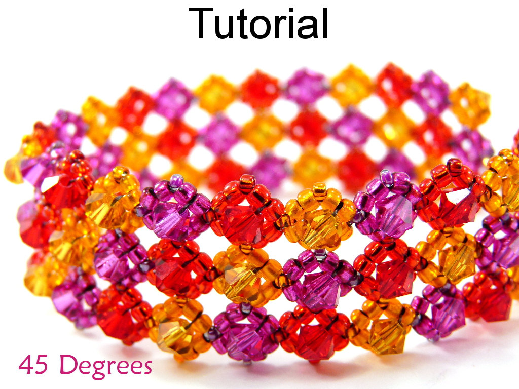 Beading Tutorial Pattern Bracelet - Crystal Right Angle Weave Raw - Simple Bead Patterns - 45 Degrees #6306
