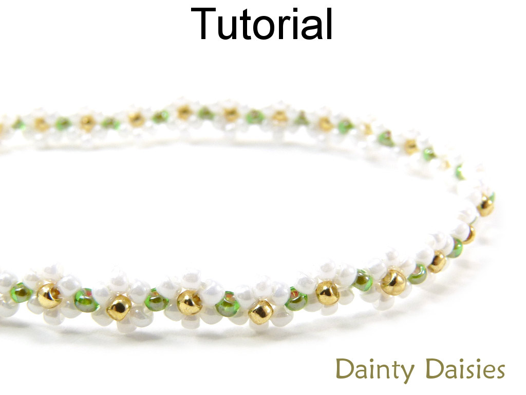 Jewely Making Beading Pattern - Daisy Chain Tutorial - Bracelet Necklace - Seed Beads - Simple Bead Patterns - Dainty Daisies #126
