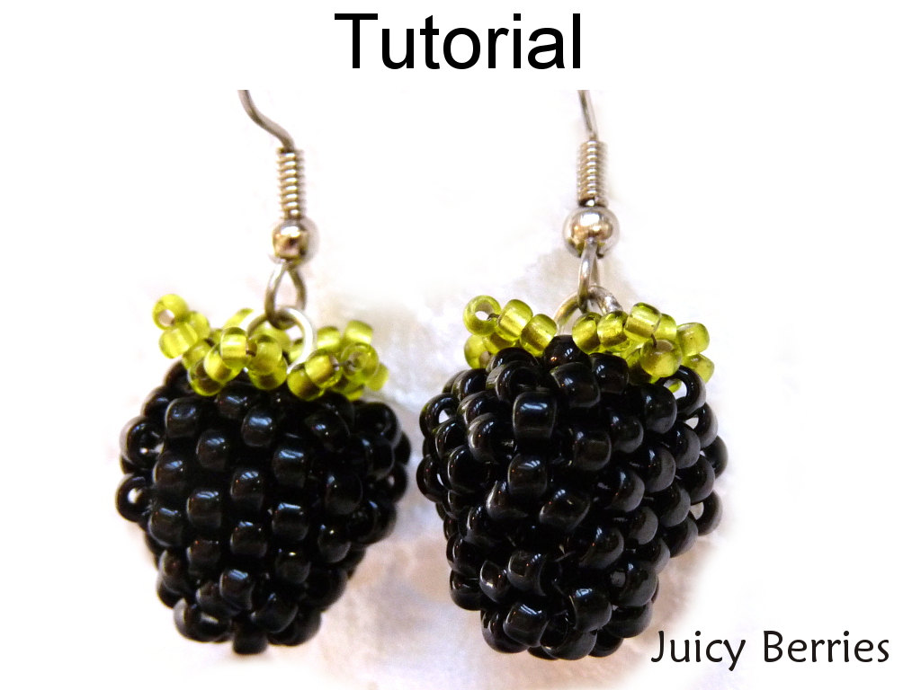 Beading Pattern Tutorial Earrings - Beaded Blackberry Raspberry Jewelry - Juicy Berries #1408