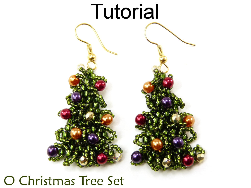 Beading Tutorial Pattern Earrings Necklace - Christmas Tree Holiday Jewelry - Simple Bead Patterns - O Christmas Tree #10870