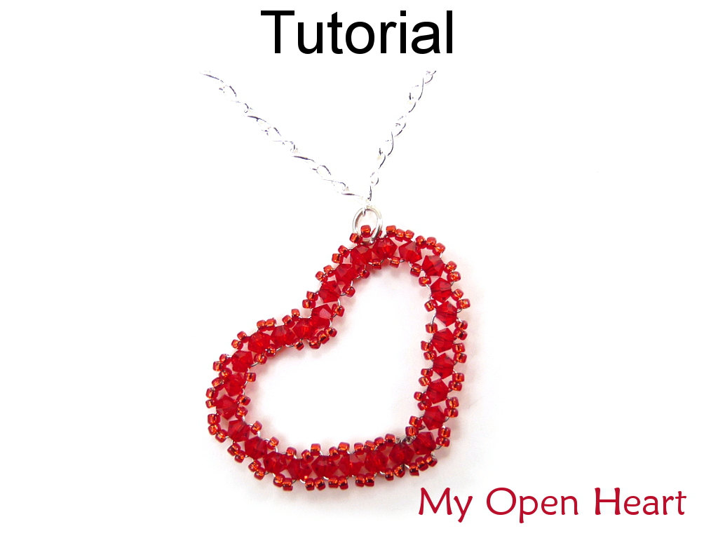 Beading Tutorial Pattern Instructions Necklace - Wireworking Beaded Heart Pendant - Simple Bead Patterns - My Open Heart #3770