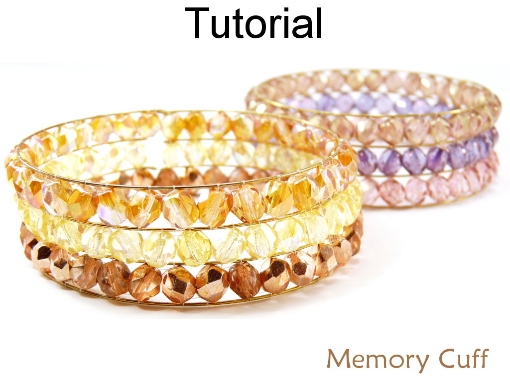 Beading Tutorial Pattern - Beaded Memory Wire Cuff Bracelet - Beadweaving - Wire Working - Simple Bead Patterns - Memory Cuff #14280