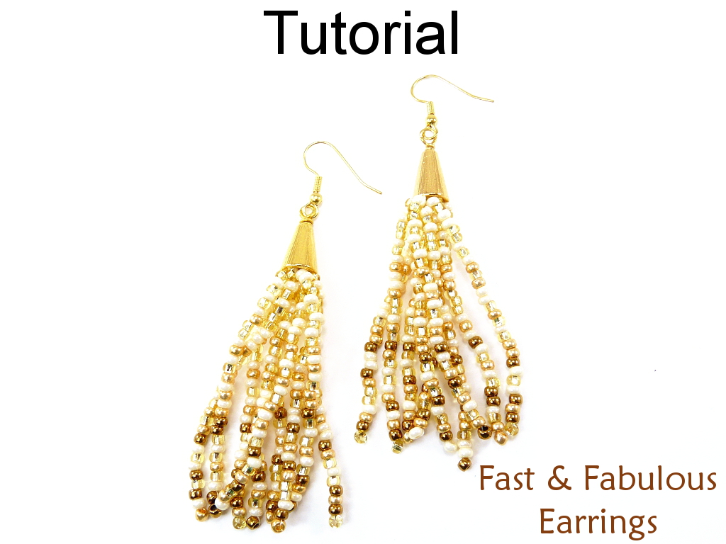 Beading Tutorial Pattern Multi-strand Gradated Cone Earrings - Stringing - Simple Bead Patterns - Fast & Fabulous Earrings #14600