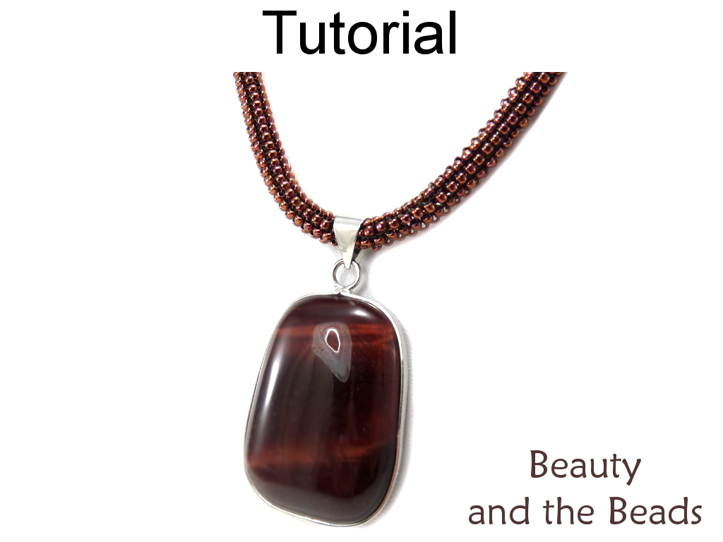 Beading Pattern Tutorial - Tubular Peyote Stitch Necklace - Gemstone Pendant - Simple Bead Patterns - Beauty And The Beads #15287