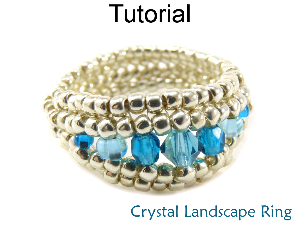 Beading Tutorial Ring - Herringbone Stitch - Simple Bead Patterns - Crystal Landscape Ring #15254