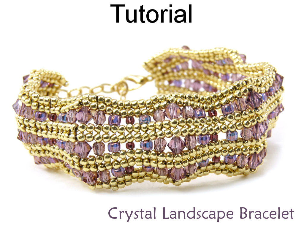 Beading Tutorial Bracelet - Herringbone Stitch - Simple Bead Patterns - Crystal Landscape Bracelet #15253