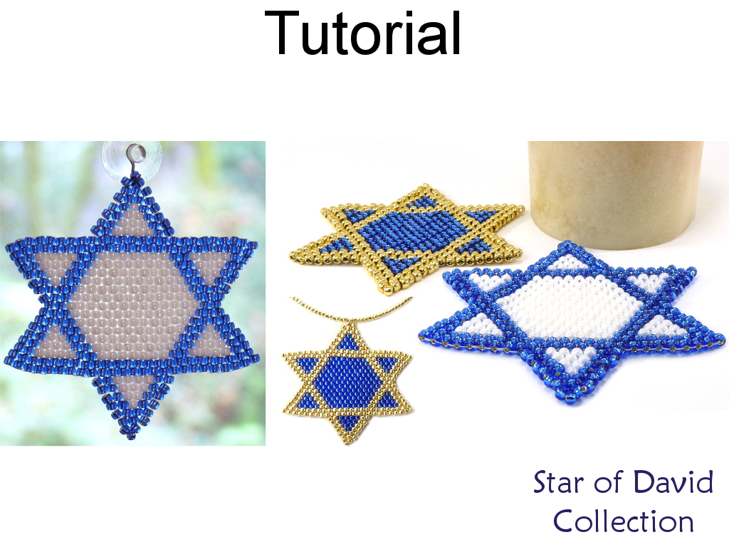 Beading Tutorial Pattern - Jewish Star Of David - Necklace Coaster Window Decor - Simple Bead Patterns - Star Of David Collection #16375