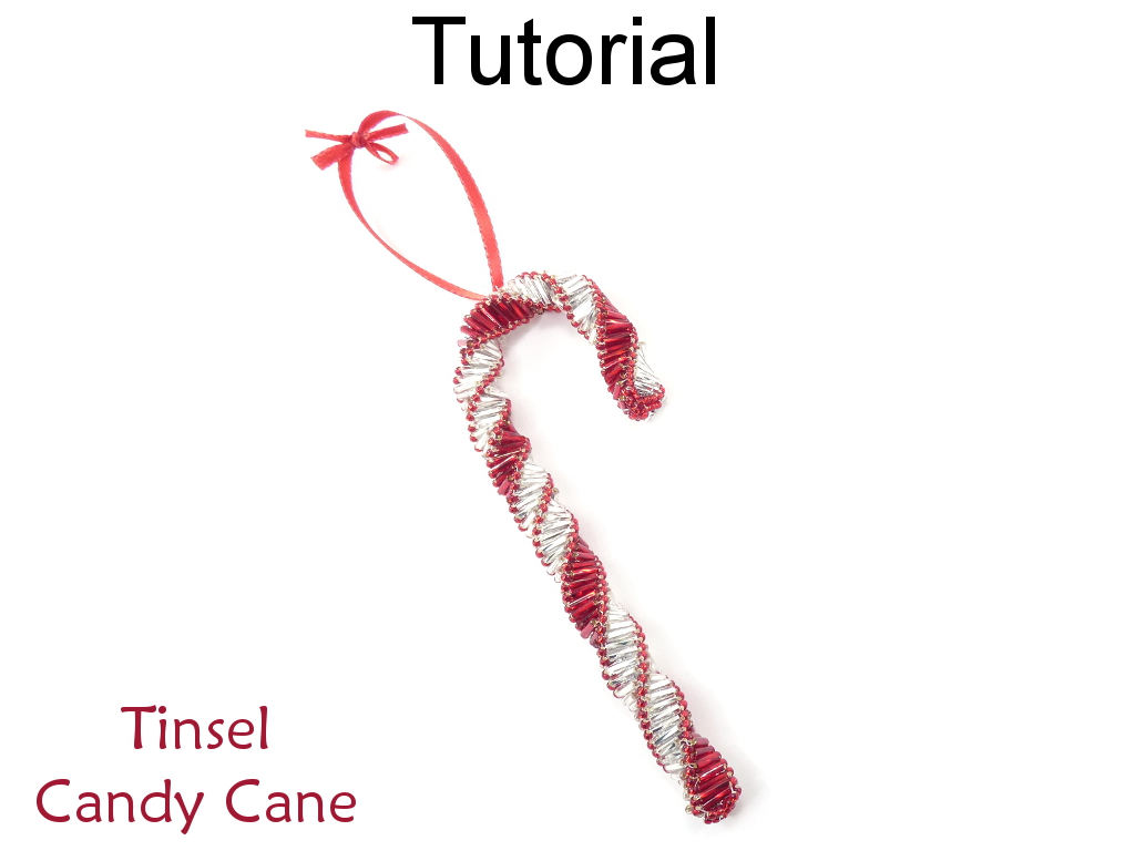 Beading Tutorial Pattern - Beaded Candy Cane Ornament - Christmas ...