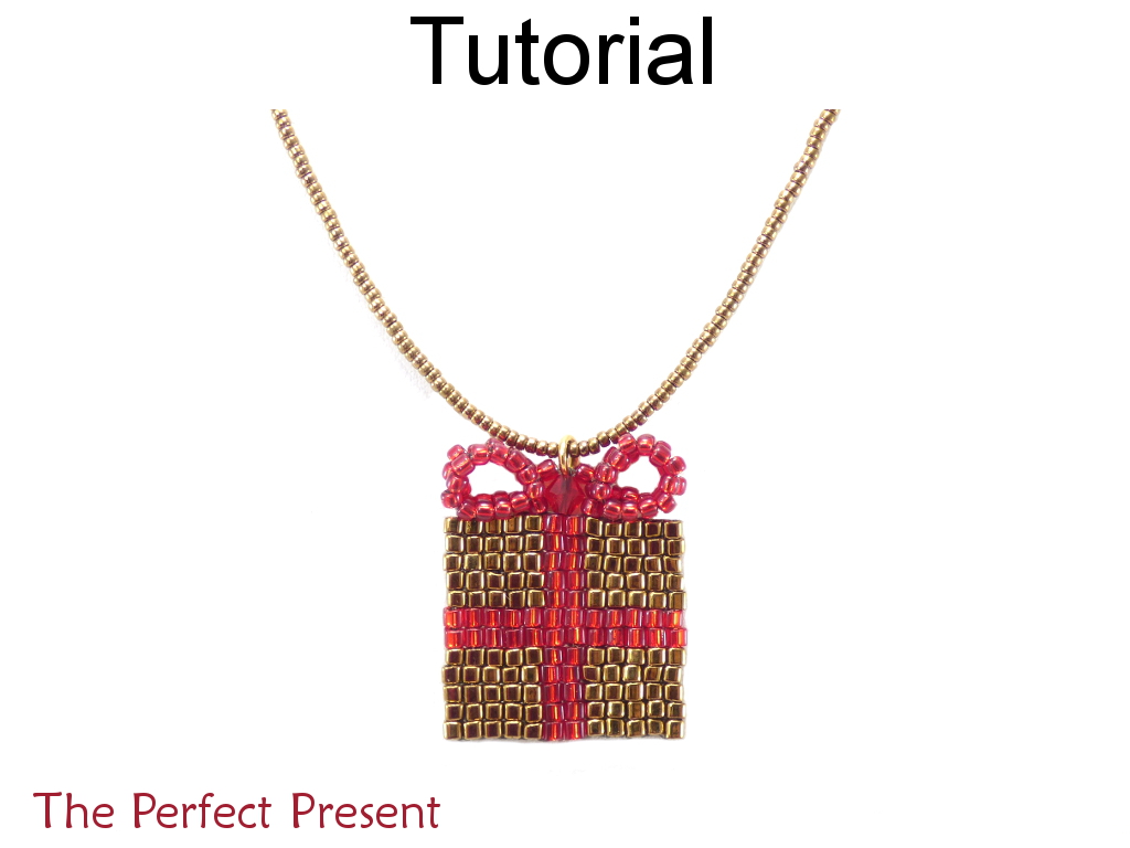 Beading Tutorial Pattern - Christmas Present Necklace Holiday Jewelry - Simple Bead Patterns - The Perfect Present #17302
