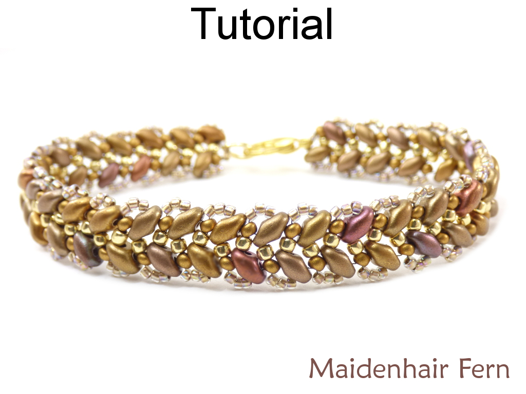 Beading Tutorial Pattern - Superduo Fern Bracelet - Simple Bead Patterns - Maidenhair Fern #18060