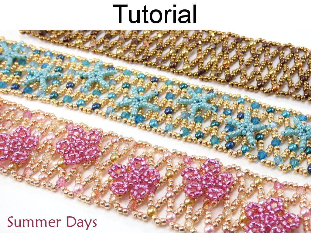Beading Tutorial Pattern - Netting Stitch - Starfish Flower Summer Bracelet - Simple Bead Patterns - Summer Days #18601