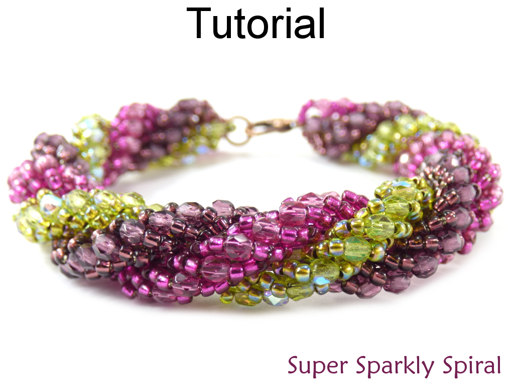 Beading Tutorial Pattern - Bracelet Necklace - Triple Spiral Stitch - Simple Bead Patterns - Super Sparkly Spiral #18602