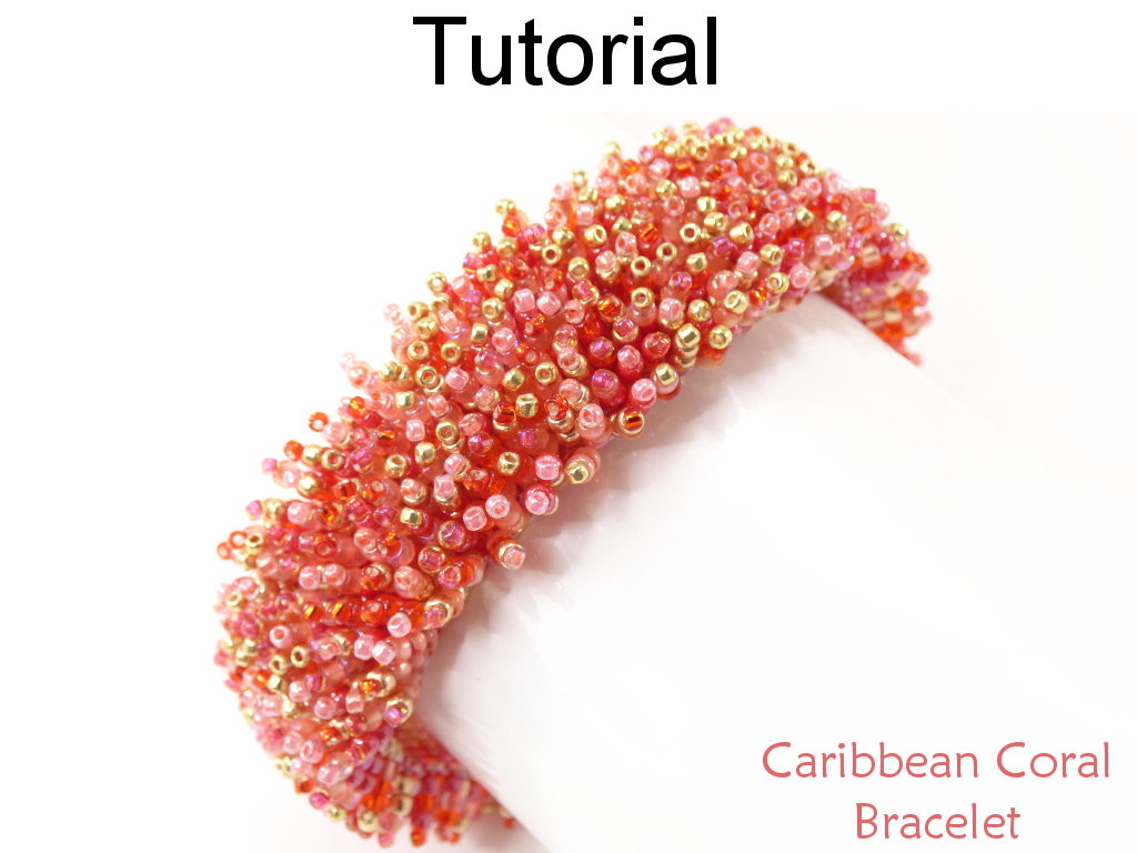 Beading Tutorial Pattern - Fringe Bracelet - Peyote Stitch - Simple Bead Patterns - Caribbean Coral Bracelet #19038