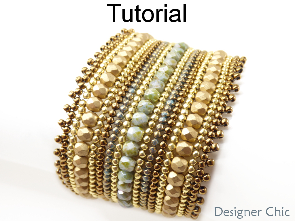 Beading Tutorial Pattern - Beaded Bracelet - Herringbone Stitch - Simple Bead Patterns - Designer Chic Bracelet #19143