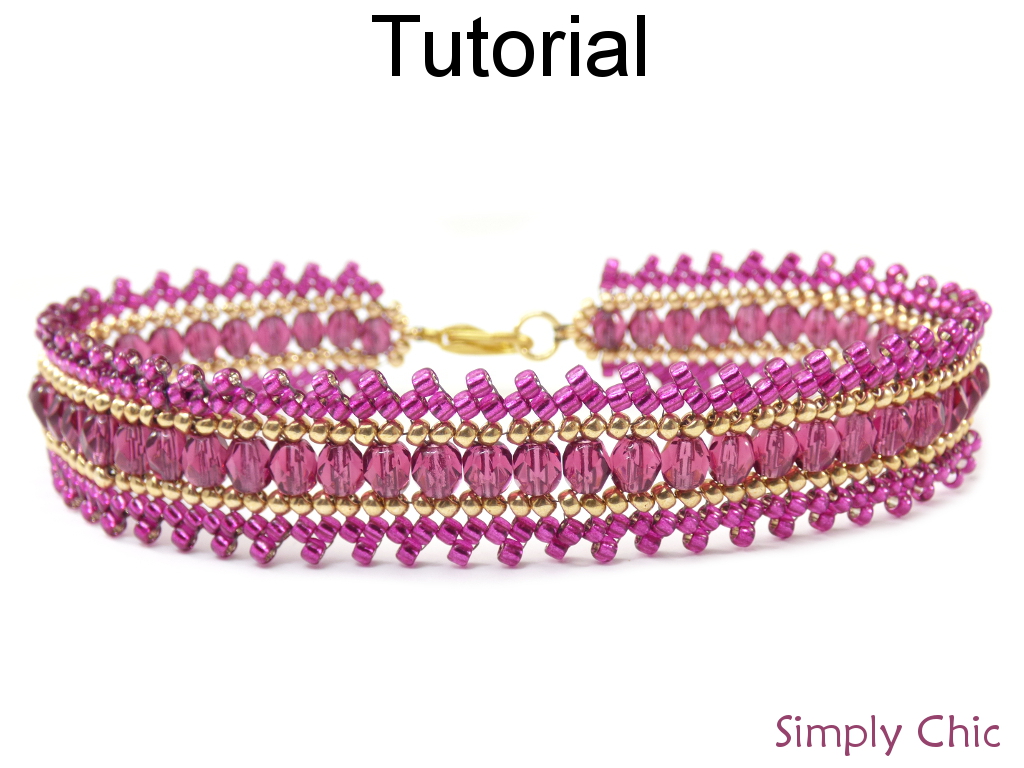 Beading Tutorial Pattern - Beaded Bracelet - Herringbone Stitch - Simple Bead Patterns - Simply Chic Bracelet #19299