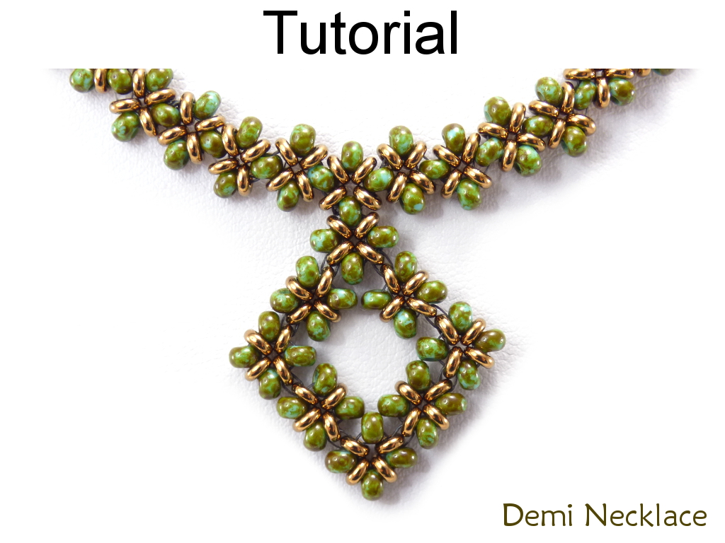 Beading Tutorial Pattern Necklace - Right Angle Weave Raw - Toho Demi Beads - Simple Bead Patterns - Demi Necklace #20045