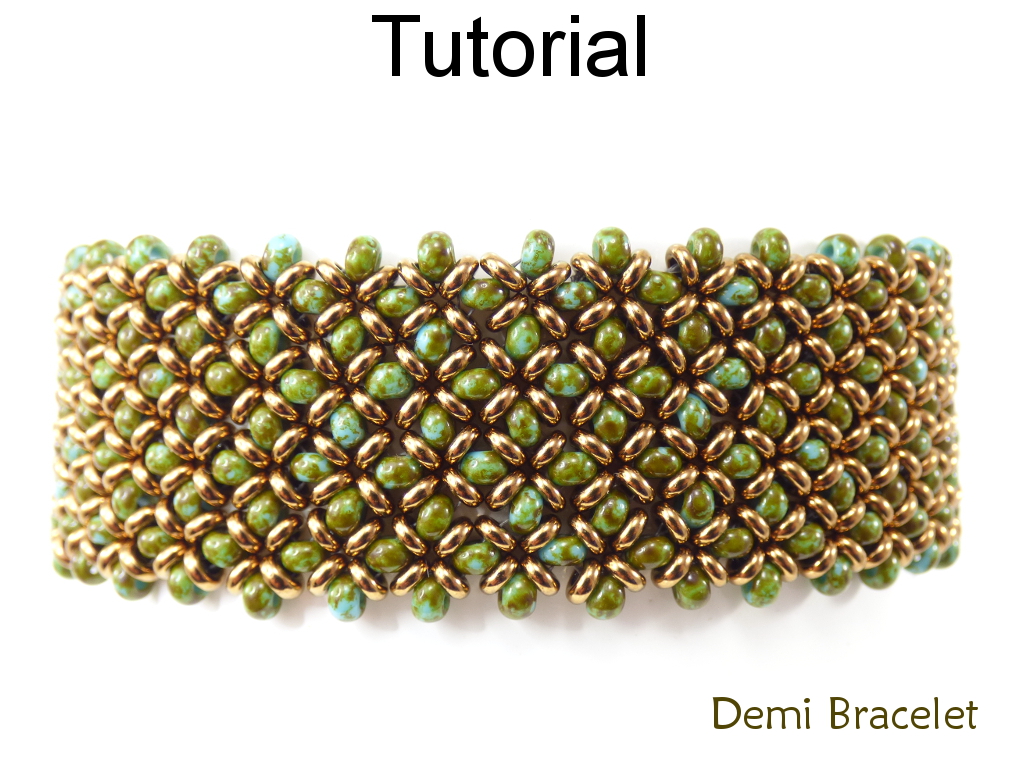 Beading Tutorial Pattern Bracelet - Right Angle Weave Raw - Toho Demi Beads - Simple Bead Patterns - Demi Bracelet #20043