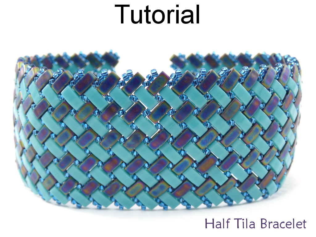 Bracelet Beading Tutorial Pattern - Miyuki Half Tila Beads - Modified Herringbone Stitch - Simple Bead Patterns - Half Tila Bracelet #20047