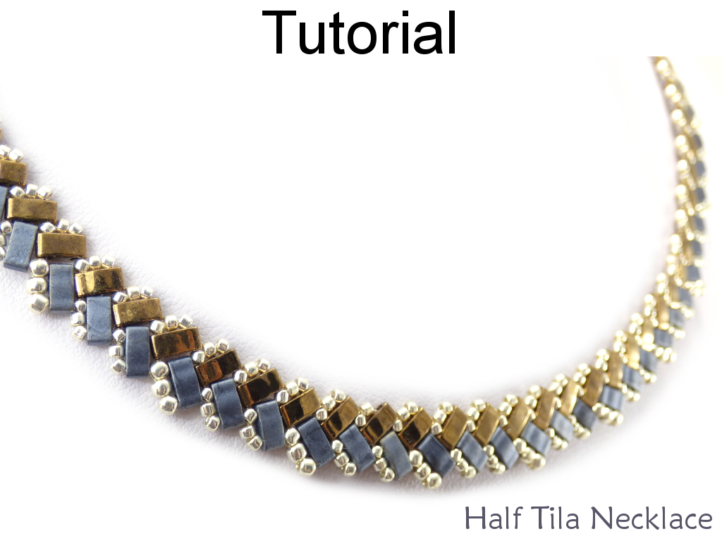 Beading Tutorial Pattern - Necklace - Miyuki Half Tila Beads - Simple Bead Patterns - Half Tila Necklace #20048