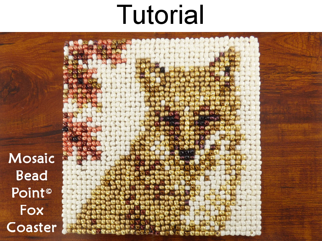 Beading Tutorial Pattern - Beaded Fox Coaster - Mosaic Beadpoint Home Decor - Simple Bead Patterns - Autumn Fox Coaster #20181