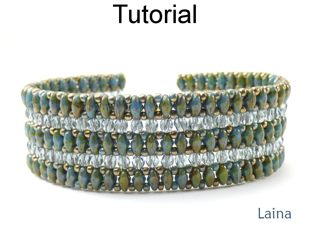 Beading Tutorial Pattern - Superduo Beaded Bracelet - Simple Bead Patterns - Pdf - Laina #20409