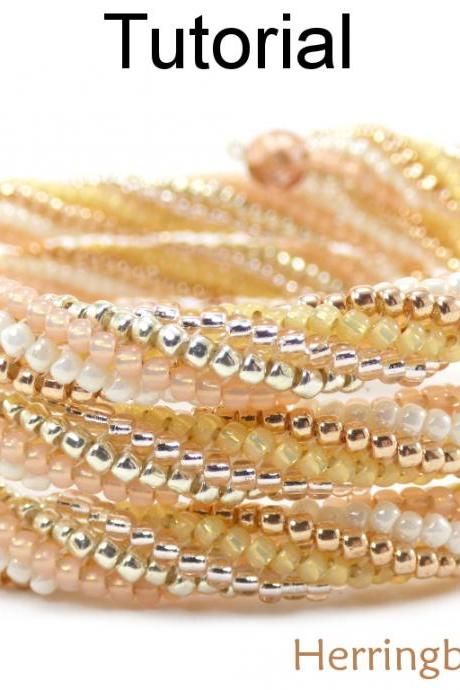 Twisted Herringbone Beading Pattern - Jewelry Making Tutorial - Beaded Bracelets - Simple Bead Patterns - Herringbone Wrap #239
