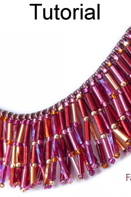 Beading Tutorial Necklace Pattern - Fringe Necklace - Bugles - Simple Bead Patterns - Fabulous Fringe Necklace #19407