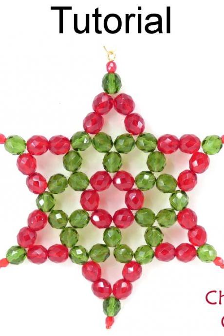 Beading Tutorial Pattern - Christmas Holiday Beaded Star - Downloadable - Simple Bead Patterns - Christmas Star Ornament #19933
