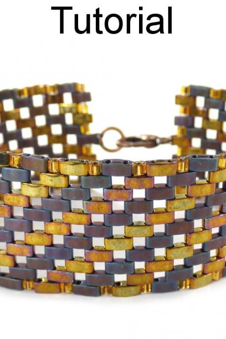 Bracelet Beading Tutorial Pattern - Miyuki Half Tila Beads - Diagonal Beadwoven Bracelet - Simple Bead Patterns - Elevation Bracelet #20526