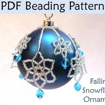 Beading Tutorial Pattern Christmas Ornaments - Snowflakes Holiday Ornament - Simple Bead Patterns - Falling Snowflakes #2931