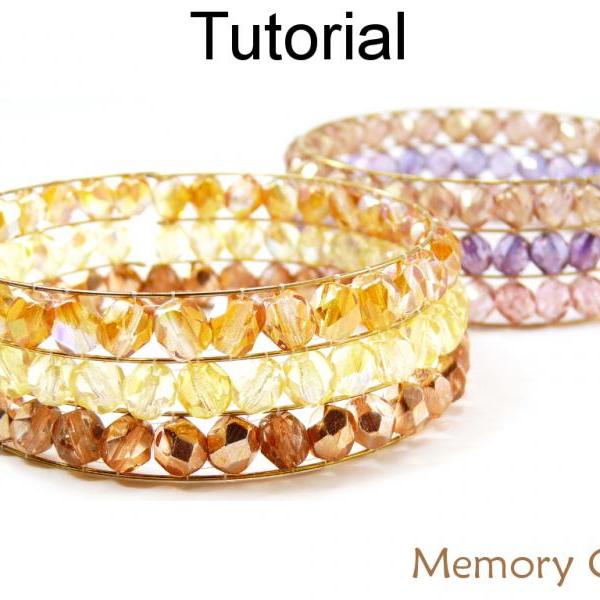Beading Tutorial Pattern Beaded Memory Wire Cuff Bracelet