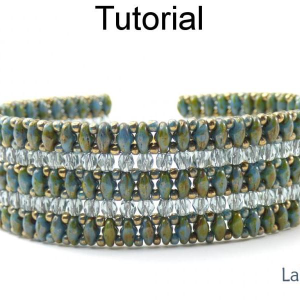Beading Tutorial Pattern - SuperDuo Beaded Bracelet - Simple Bead Patterns - PDF - Laina #20409