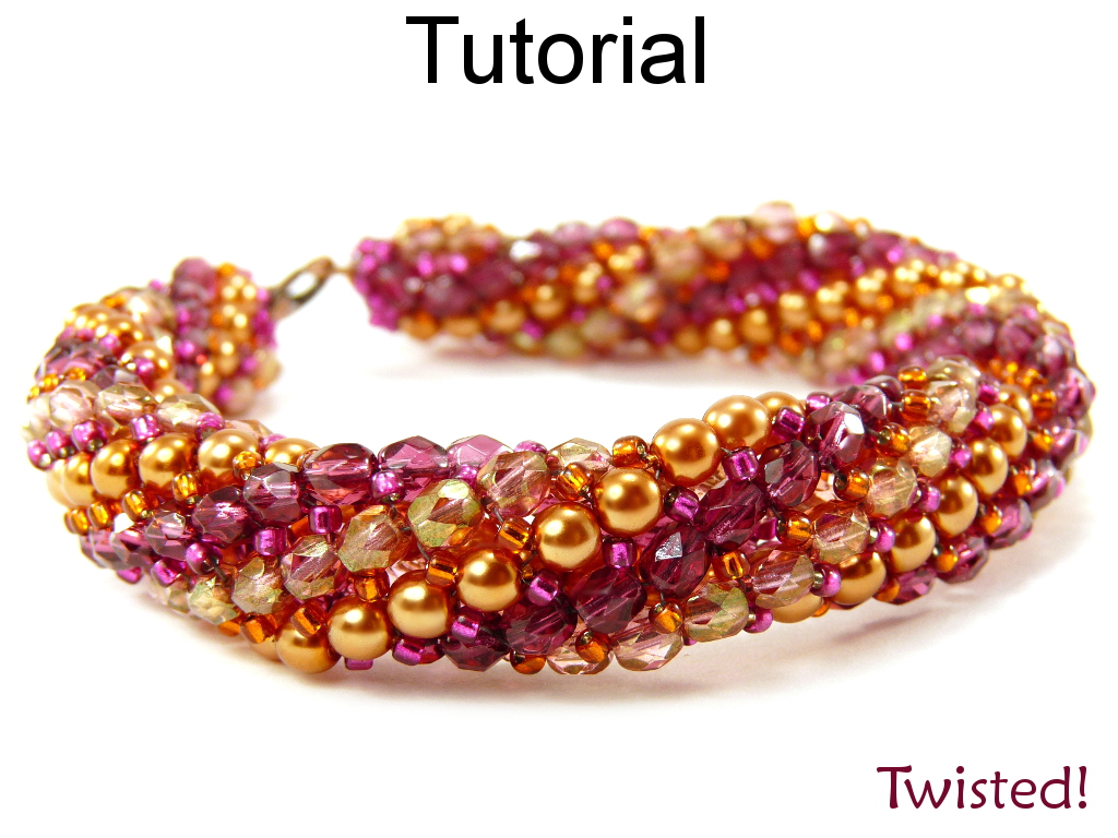 Download Beading Tutorial Pattern Bracelet Necklace - Twisted Herringbone Stitch - Simple Bead Patterns ...
